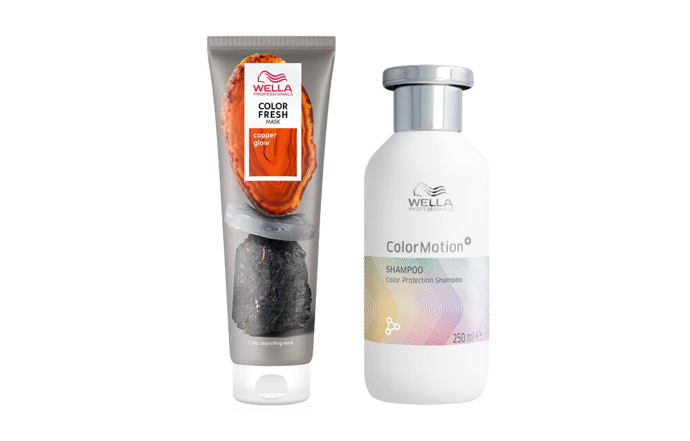 Wella - Color Fresh Mask Copper Glow 150 ml - Colormotion Shampoo 250ml - Voordeelverpakking