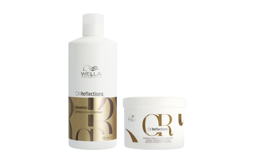 Wella - Oil Reflections Luminous Reveal Shampoo 500ml - Oil Reflections Luminous Reboost Mask 500ml - Voordeelverpakking