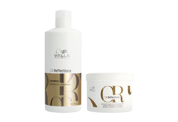 Wella - Oil Reflections Luminous Reveal Shampoo 500ml - Oil Reflections Luminous Reboost Mask 500ml - Voordeelverpakking
