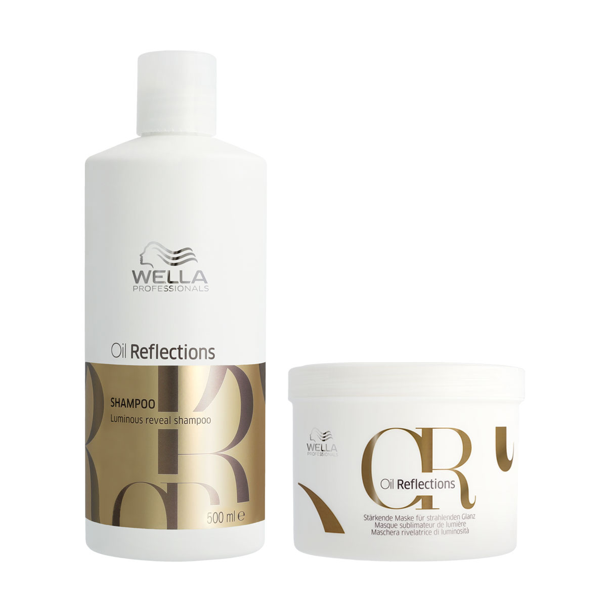 Wella - Oil Reflections Luminous Reveal Shampoo 500ml - Oil Reflections Luminous Reboost Mask 500ml - Voordeelverpakking