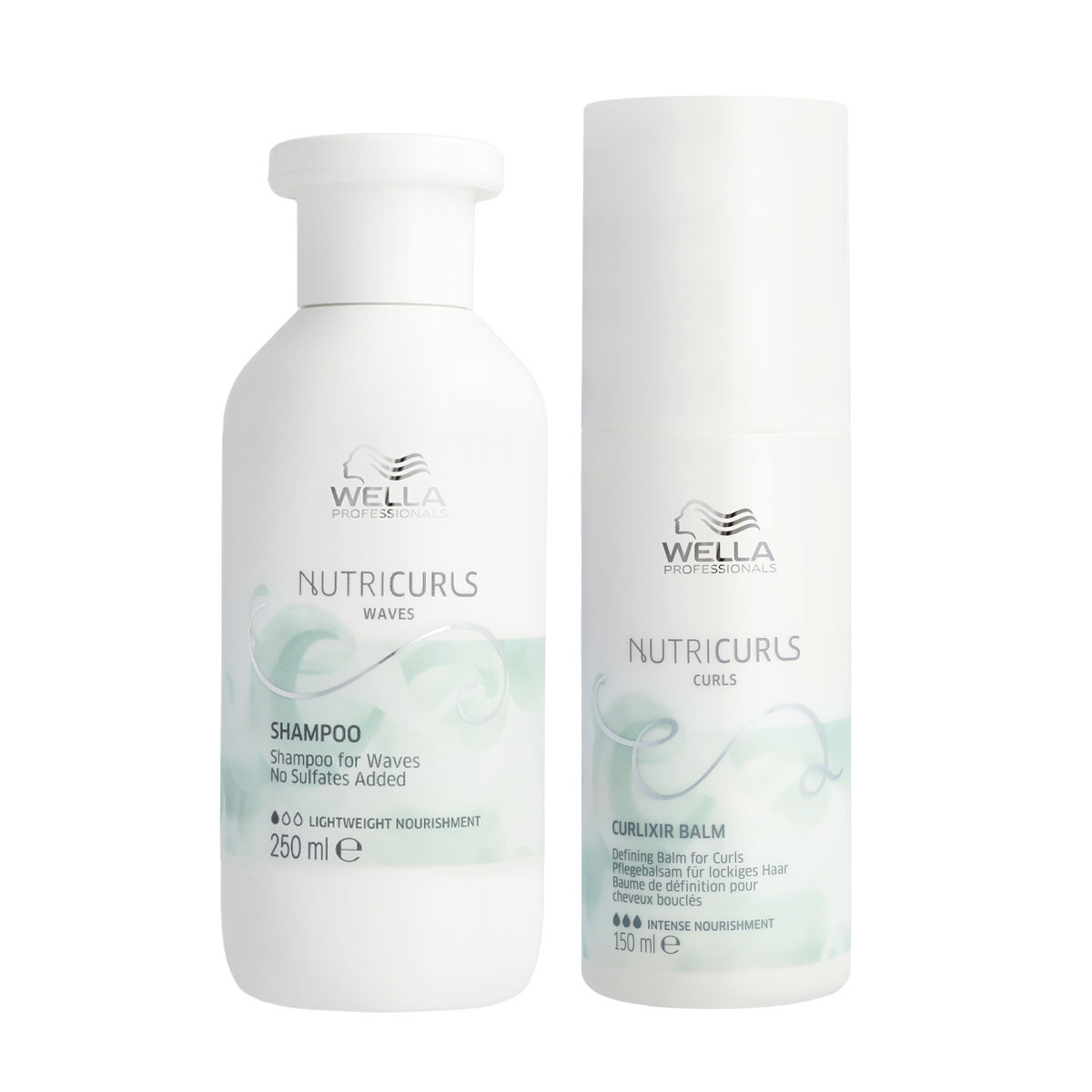 Wella - Nutricurls Shampoo Waves 250ml - Nutricurls Curlixer 150ml - Voordeelverpakking