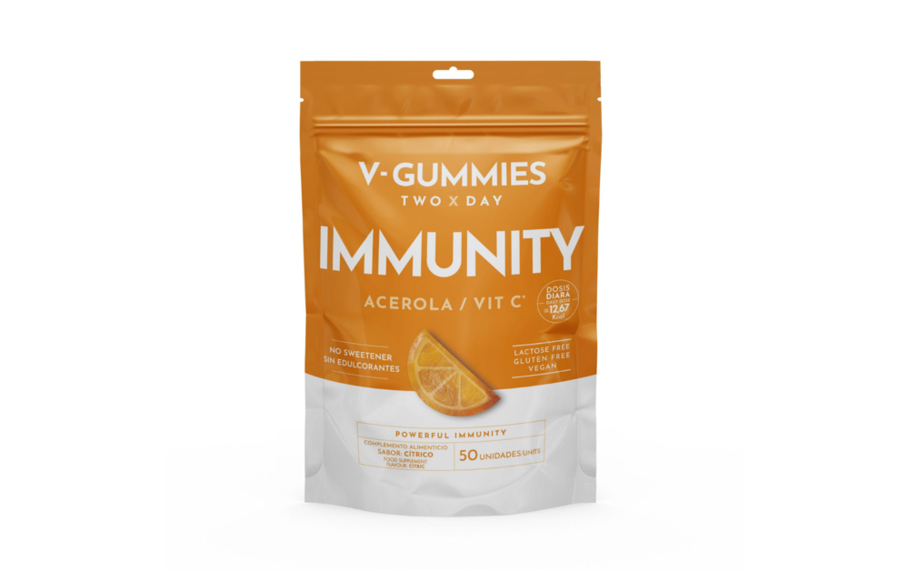 V-GUMMIES IMMUNITY ACEROLA / VIT C - Vitamine Gummie - Glutenvrij - Lactosevrij - Veganistisch - 50 Stuks