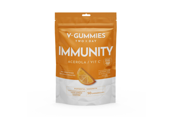 V-GUMMIES IMMUNITY ACEROLA / VIT C - Vitamine Gummie - Glutenvrij - Lactosevrij - Veganistisch - 50 Stuks