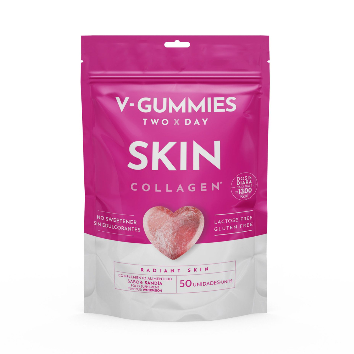 V-Gummies Skin Collageen - Vitamine Gummie  - Glucosevrij - Lactosevrij - Veganistisch - 50 Stuks
