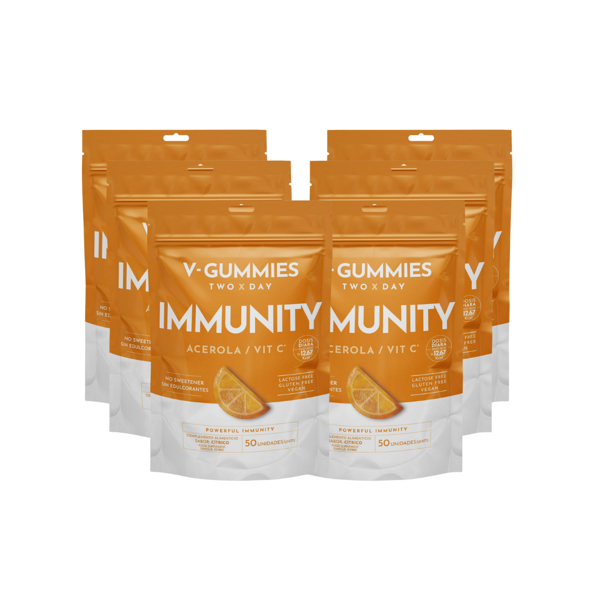 V-GUMMIES IMMUNITY ACEROLA / VIT C - Vitamine Gummie  - 6 x 50 Stuks  - Voordeelverpakking
