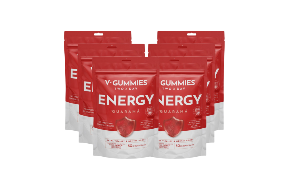 V-GUMMIES ENERGY GUARANA - Vitamine Gummie - 6 x 50 Stuks - Voordeelverpakking