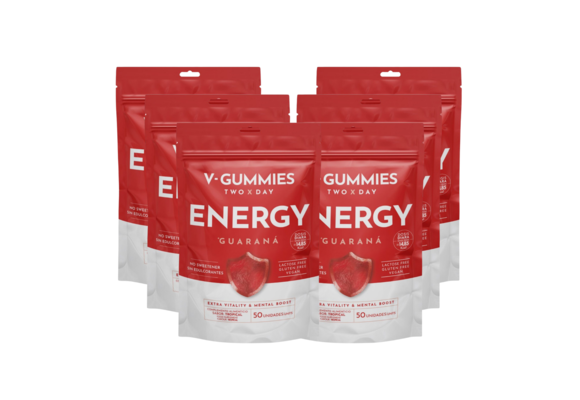 V-GUMMIES ENERGY GUARANA - Vitamine Gummie - 6 x 50 Stuks  - Voordeelverpakking