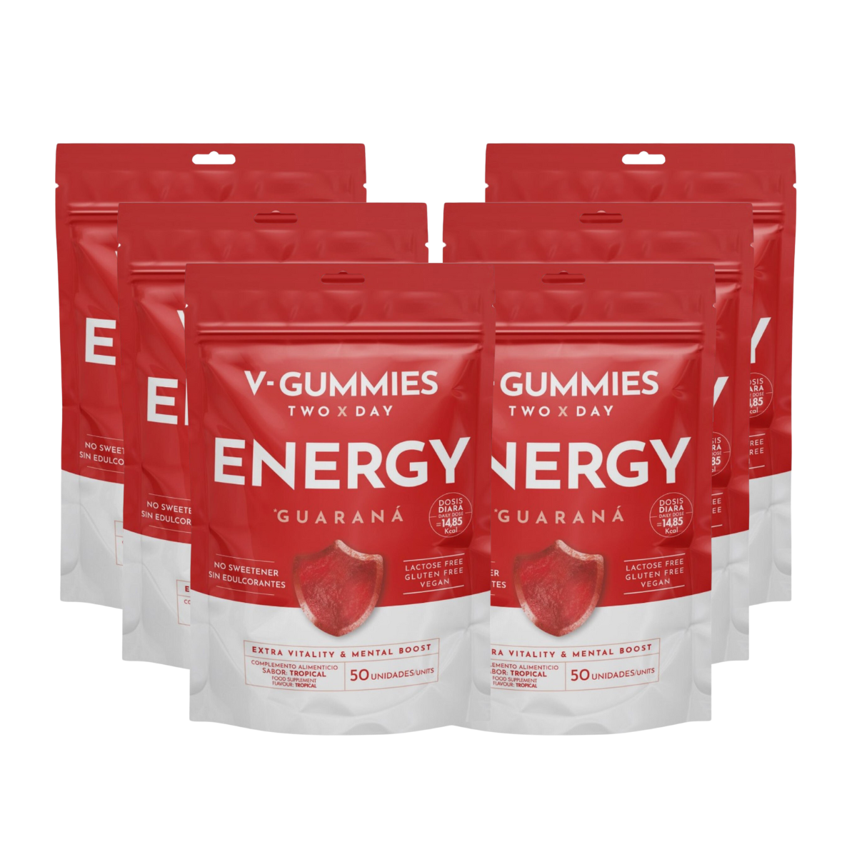 V-GUMMIES ENERGY GUARANA - Vitamine Gummie - 6 x 50 Stuks  - Voordeelverpakking