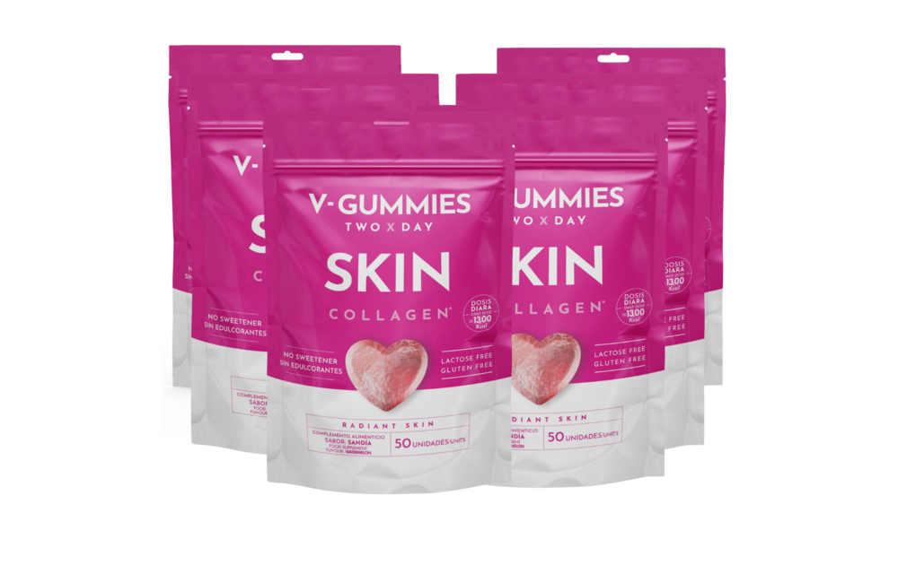 V-GUMMIES SKIN COLLAGEN - Vitamine Gummie- 6 x 50 Stuks - Voordeelverpakking