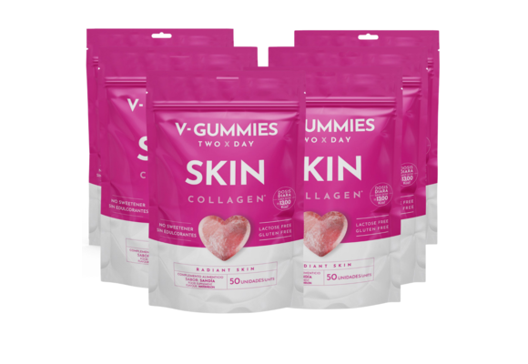 V-GUMMIES SKIN COLLAGEN - Vitamine Gummie- 6 x 50 Stuks  - Voordeelverpakking