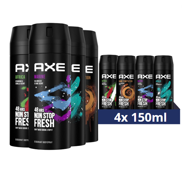 AXE Deodorant Bodyspray Mix Geschenkset - 4 stuks - Voordeelverpakking