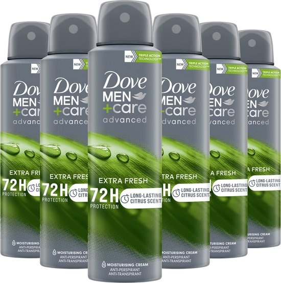 Dove Men+Care Advanced Anti-Transpirant Deodorant Spray - Extra Fresh - 6 x 150 ml - Voordeelverpakking
