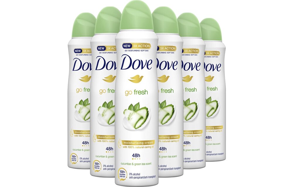 Dove Go Fresh Anti-transpirant Deodorant Spray Cucumber - 6 x 150 ml - Voordeelverpakking