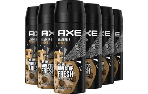 AXE Deodorant Bodyspray - Leather & Cookies - 6 x 150 ml - Voordeelverpakking
