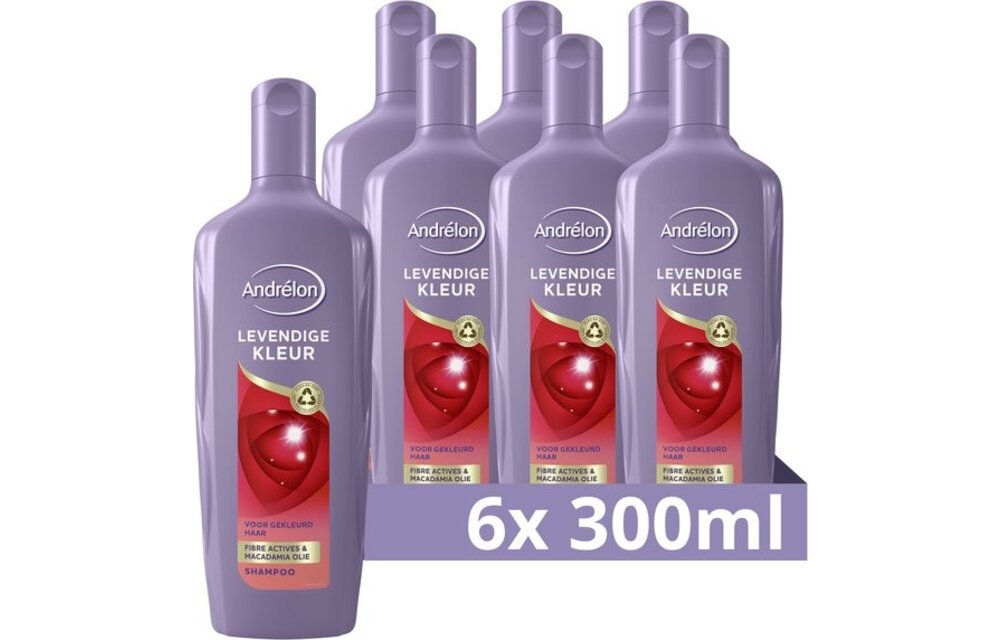 Andrélon Levendige Kleur Shampoo - 6 x 300 ml - Voordeelverpakking
