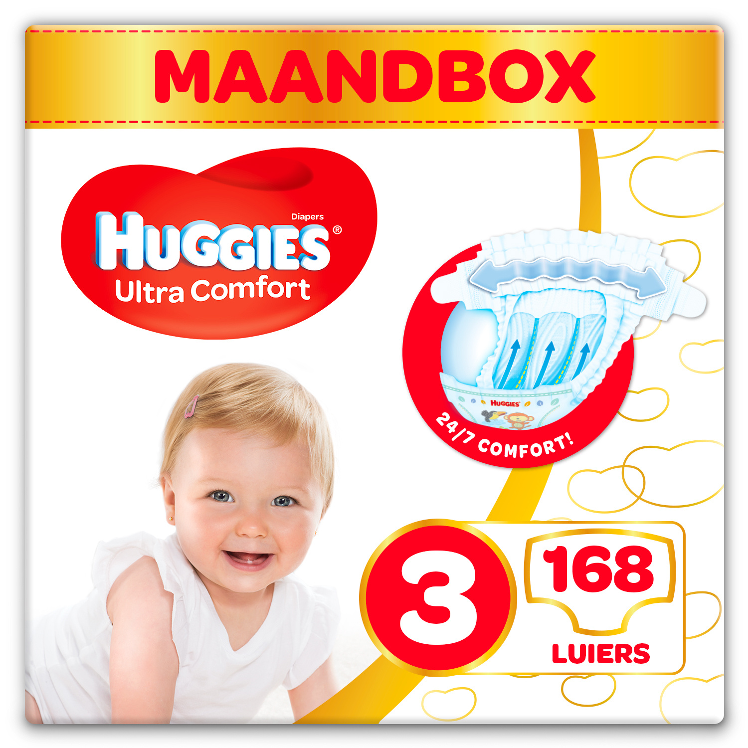 Huggies luiers - Maat 3 (4 tot 9 kg) - 168 stuks - Voordeelverpakking