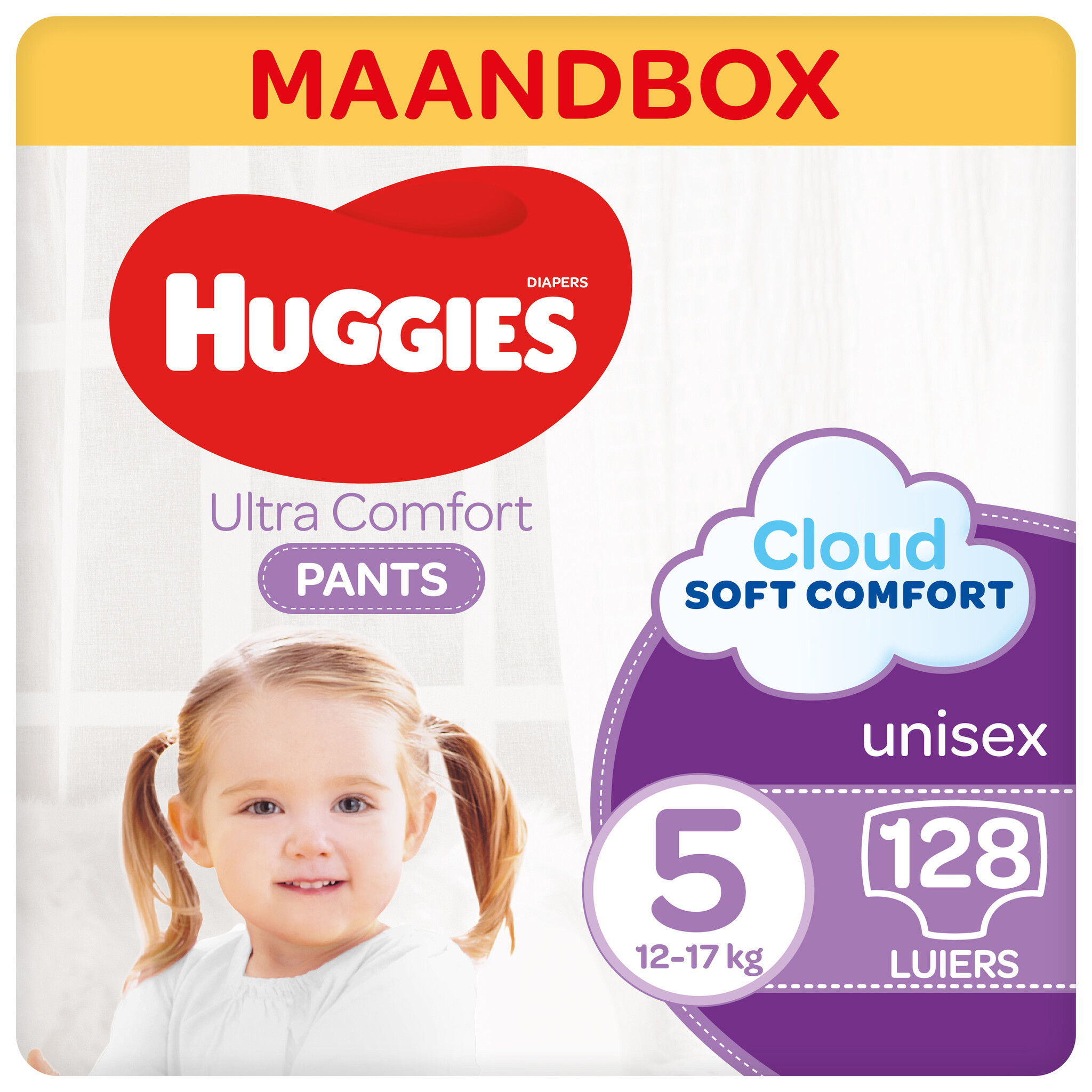 Huggies Luierbroekjes - maat 5 (12 tot 17 kg) - Ultra Comfort - unisex - 128 stuks - Maandbox