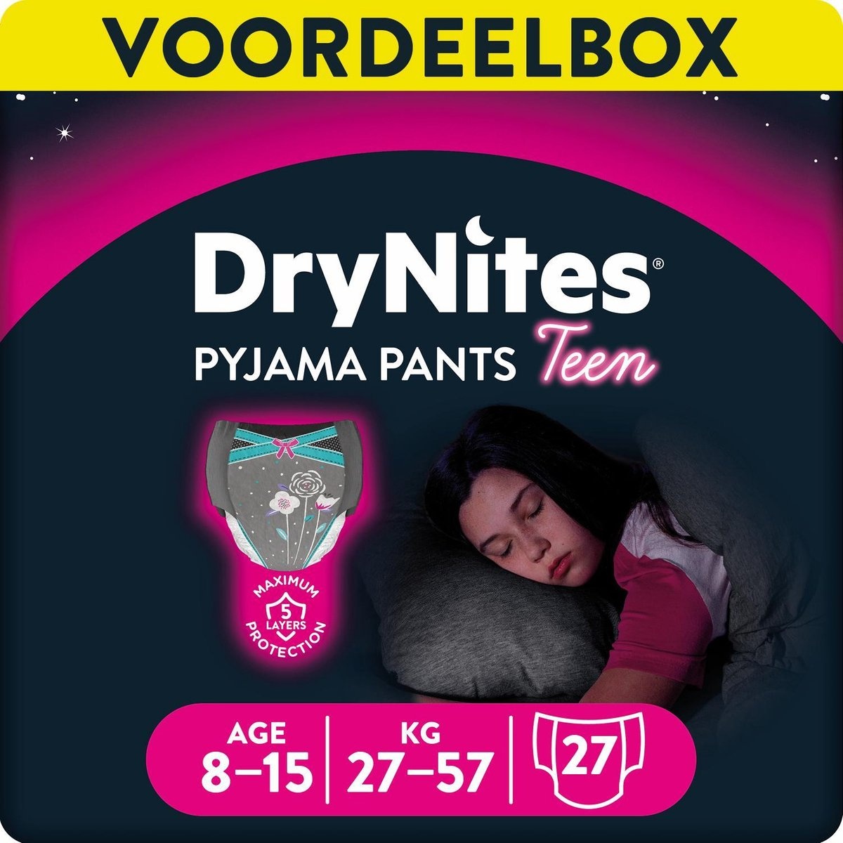 DryNites luierbroekjes - meisjes - 8 tot 15 jaar (27 - 57 kg) - 27 stuks - voordeelverpakking