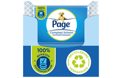 Page vochtig toiletpapier - 12 x 38 stuks - Compleet Schoon vochtig wc papier - voordeelverpakking