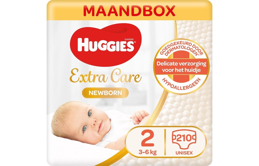 Huggies luiers - Maat 2 (3 tot 6 kg) - 210 stuks - Newborn - Voordeelverpakking