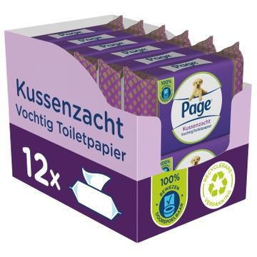 Page vochtig toiletpapier - 12 x 38 stuks - Kussenzacht vochtig wc papier - voordeelverpakking