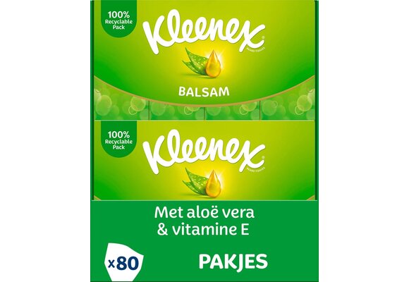 Kleenex zakdoekjes - Balsam - Voordeelbox - 8 pakjes x 10 stuks - 80 zakdoekjes