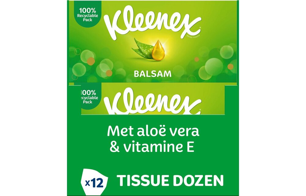 Kleenex tissues - Balsam - Voordeelverpakking - 12 x 64 stuks = 768 zakdoekjes