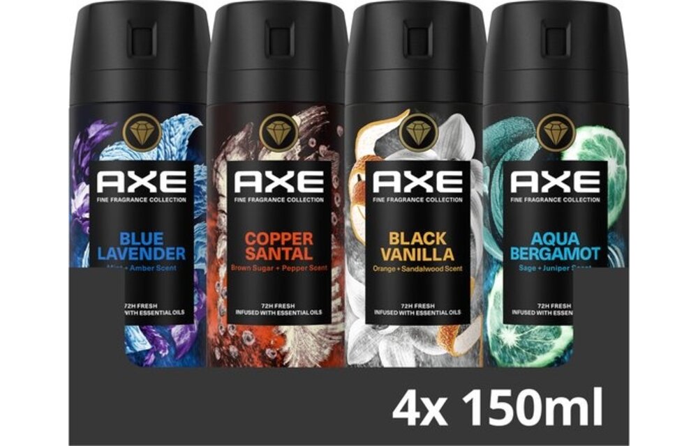 AXE Fine Fragrance Collection set - Deodorant Bodyspray Mix - 4 stuks