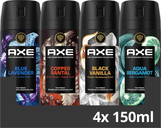 AXE Fine Fragrance Collection set - Deodorant Bodyspray Mix - 4 stuks