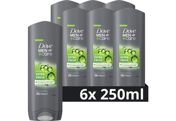 Dove Men+Care Extra Fresh 3-in-1 Douchegel - 6 x 250 ml - Voordeelverpakking