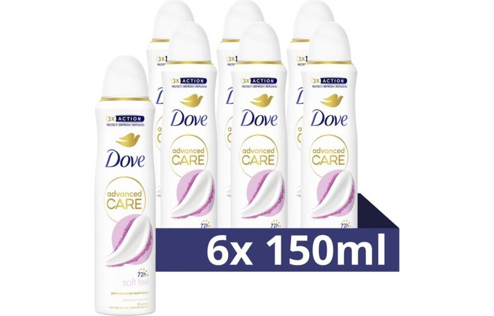 Dove Soft Feel Anti-transpirant Deodorant 6 x 150 ml - Voordeelverpakking