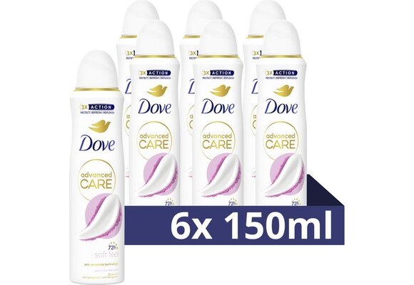 Dove Soft Feel Anti-transpirant Deodorant 6 x 150 ml - Voordeelverpakking