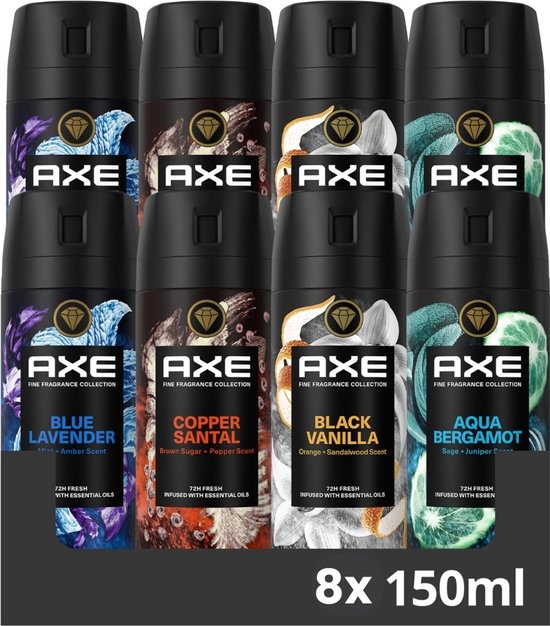 AXE Fine Fragrance Collection set - Deodorant Bodyspray Mix - 8 stuks - Voordeelverpakking