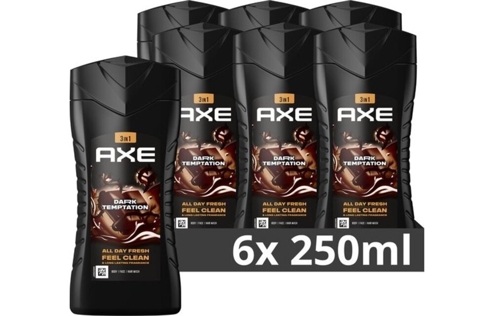 Axe Dark Temptation For Men Douchegel - 6 x 250 ml - Voordeelverpakking