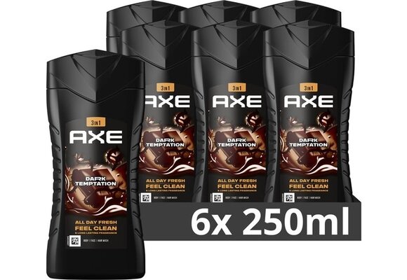 Axe Dark Temptation For Men Douchegel - 6 x 250 ml - Voordeelverpakking