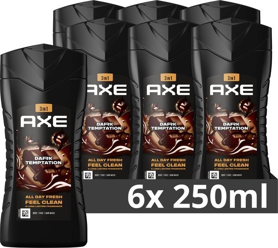 Axe Dark Temptation For Men Douchegel - 6 x 250 ml - Voordeelverpakking