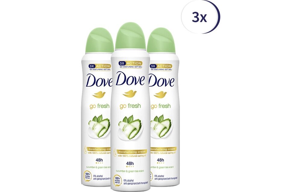 Dove Go Fresh Anti-transpirant Deodorant Spray Cucumber - 3 x 150 ml - Voordeelverpakking