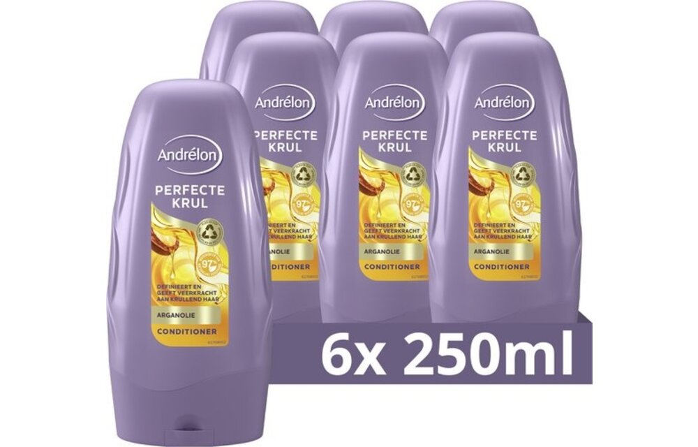 Andrélon Conditioner - Perfecte Krul - verrijkt met arganolie - 6 x 250 ml - Voordeelverpakking