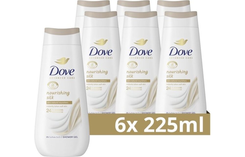 Dove Advanced Care Verzorgende Douchegel - Nourishing Silk - 6 x 225 ml - Voordeelverpakking
