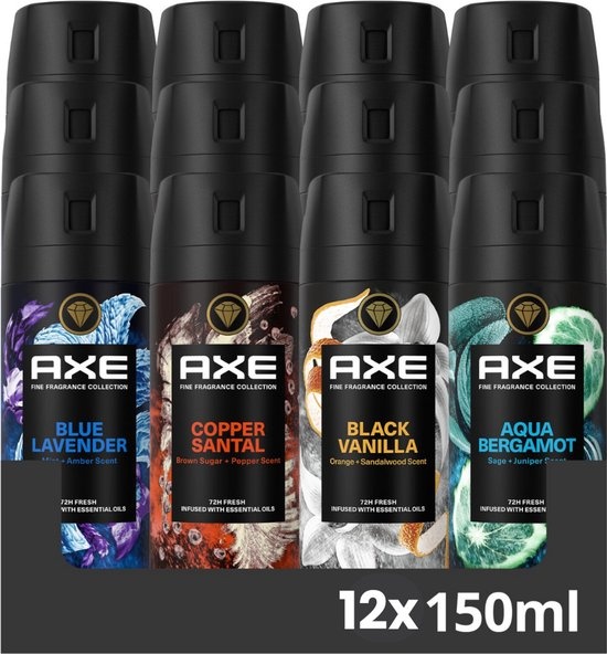 AXE Fine Fragrance Collection set - Deodorant Bodyspray Mix - 12 stuks - Voordeelverpakking