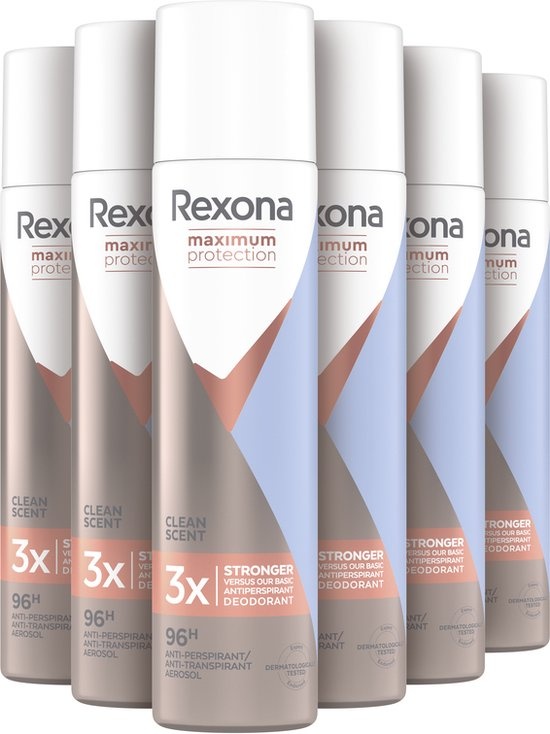 Rexona Women Maximum Protection Clean Scent Anti-transpirant Spray - 6 x 100 ml - Voordeelverpakking