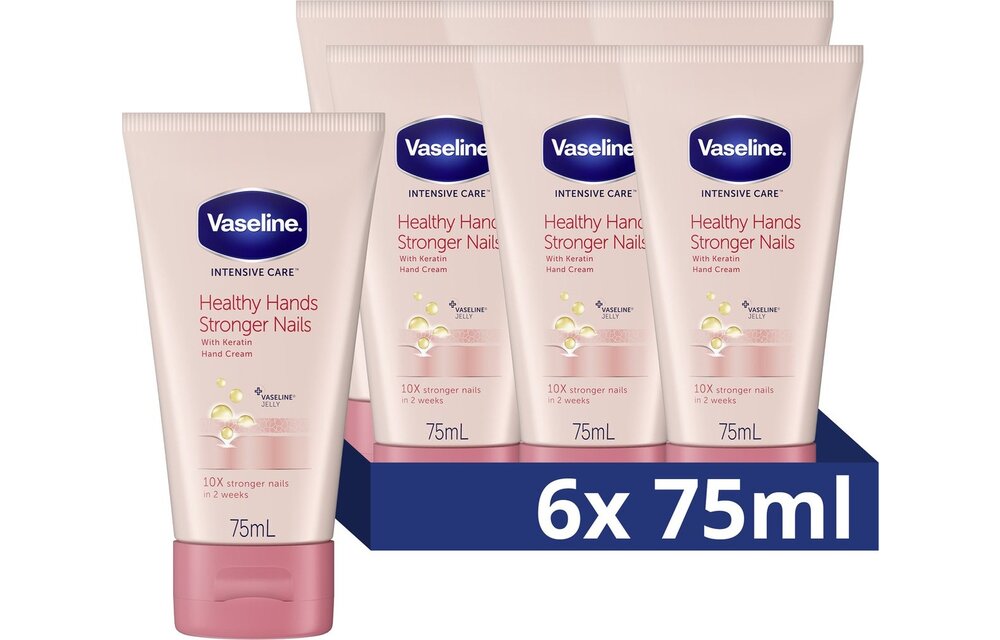 Vaseline Intensive Care Handcreme - Healthy Hands & Stronger Nails - met keratine - 6 x 75 ml