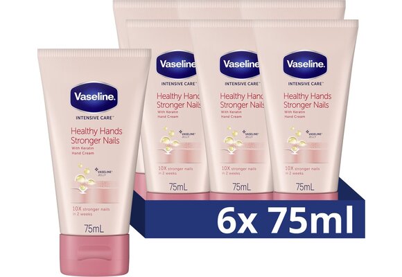 Vaseline Intensive Care Handcreme - Healthy Hands & Stronger Nails - met keratine - 6 x 75 ml
