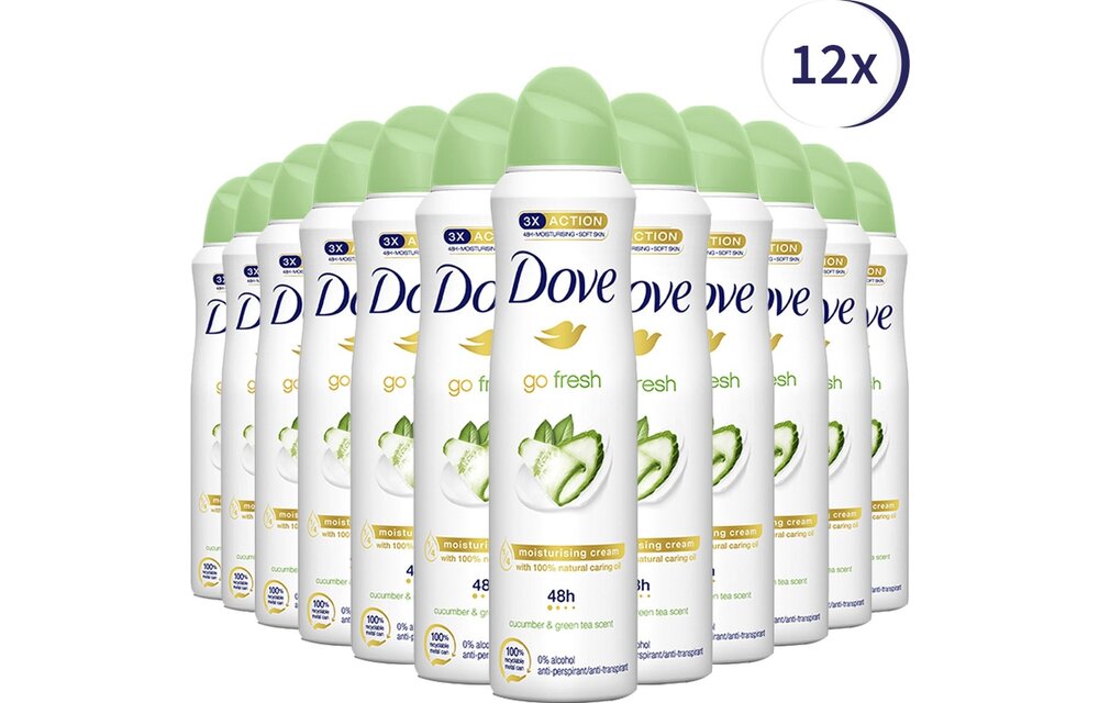 Dove Go Fresh Anti-transpirant Deodorant Spray Cucumber - 12 x 150 ml - Voordeelverpakking