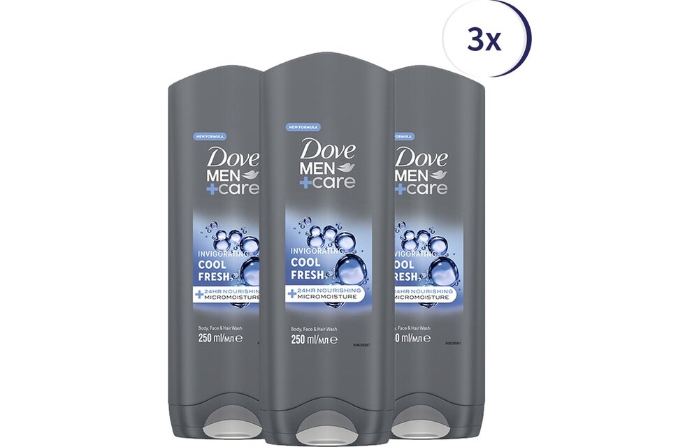 Dove Men Cool Fresh Douchegel - 3 x 250ml - Voordeelverpakking