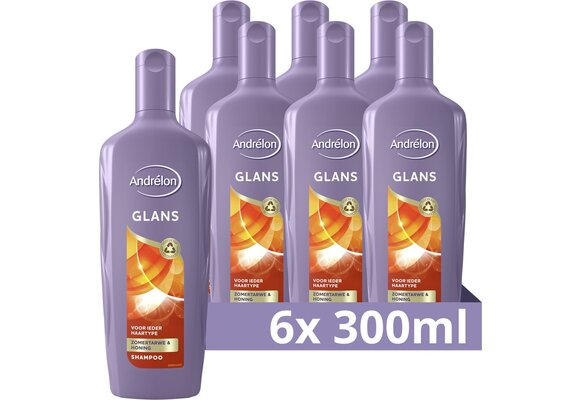 Andrélon Shampoo - Glans - milde shampoo verrijkt met zomertarwe en honing - 6 x 300 ml