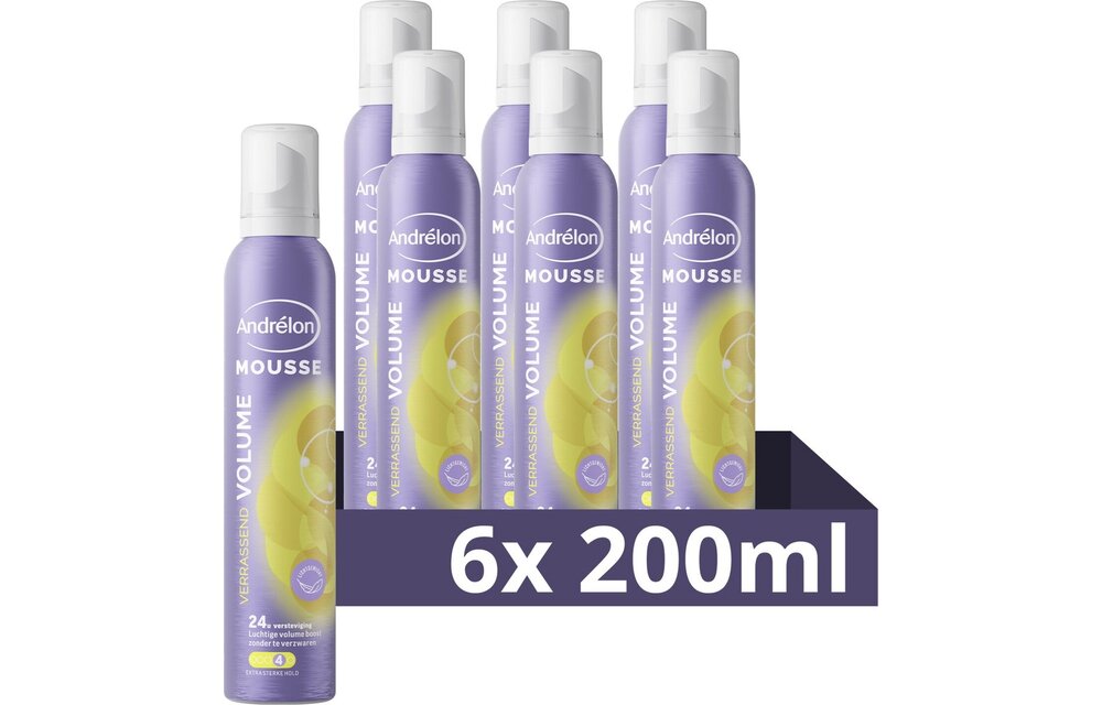 Andrélon Mousse - Verrassend Volume - gaat pluis tegen en beschermt tegen föhnhitte - 6 x 200 ml