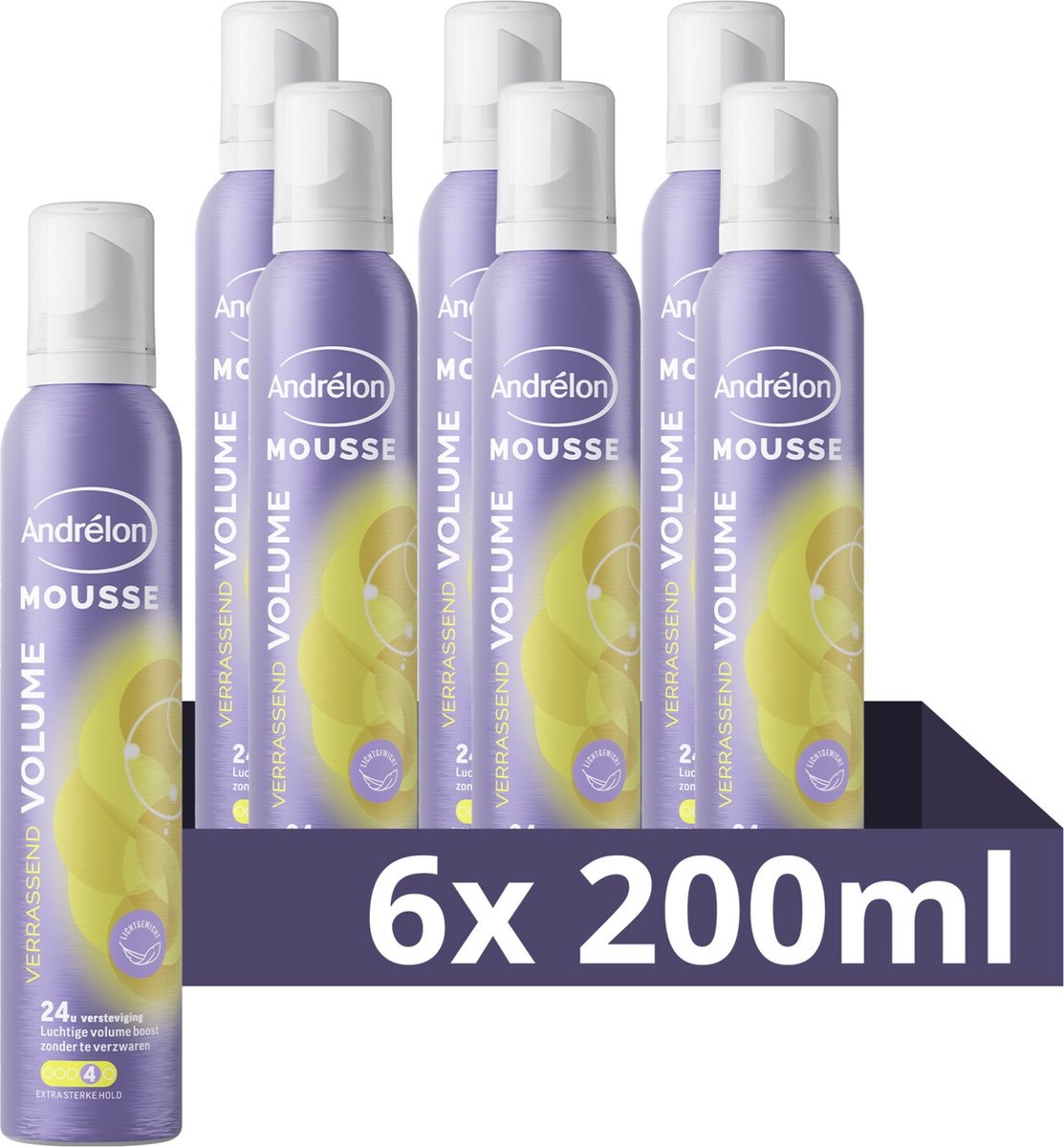 Andrélon Mousse - Verrassend Volume - gaat pluis tegen en beschermt tegen föhnhitte - 6 x 200 ml