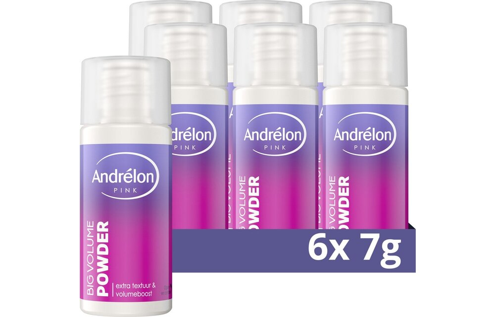 Andrélon Pink Powder - Big Volume - geeft extra textuur en volumeboost - 6 x 7 g