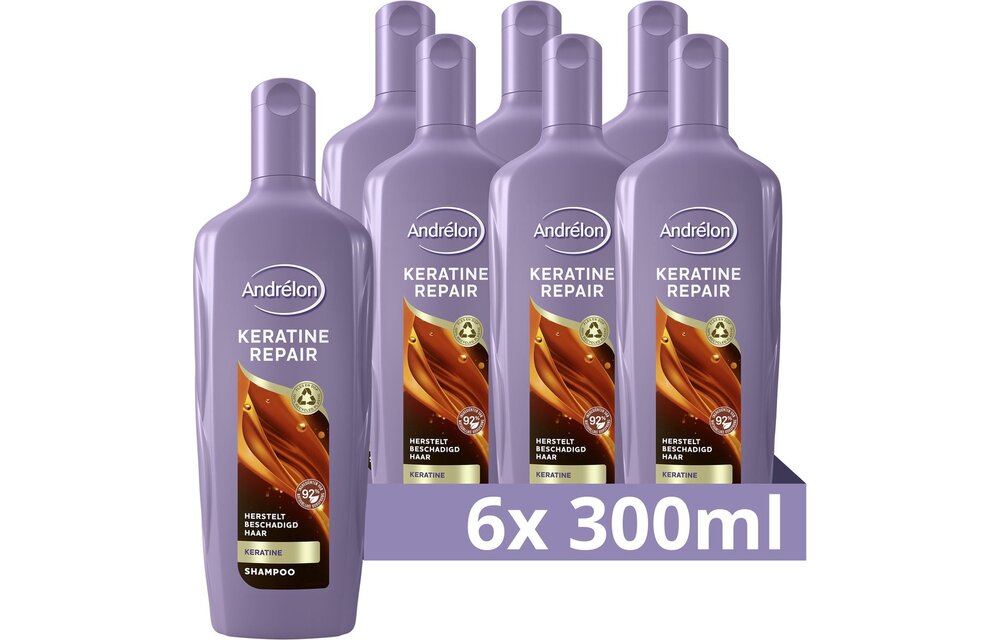 Andrélon Keratine Repair Shampoo - 6 x 300 ml - Voordeelverpakking